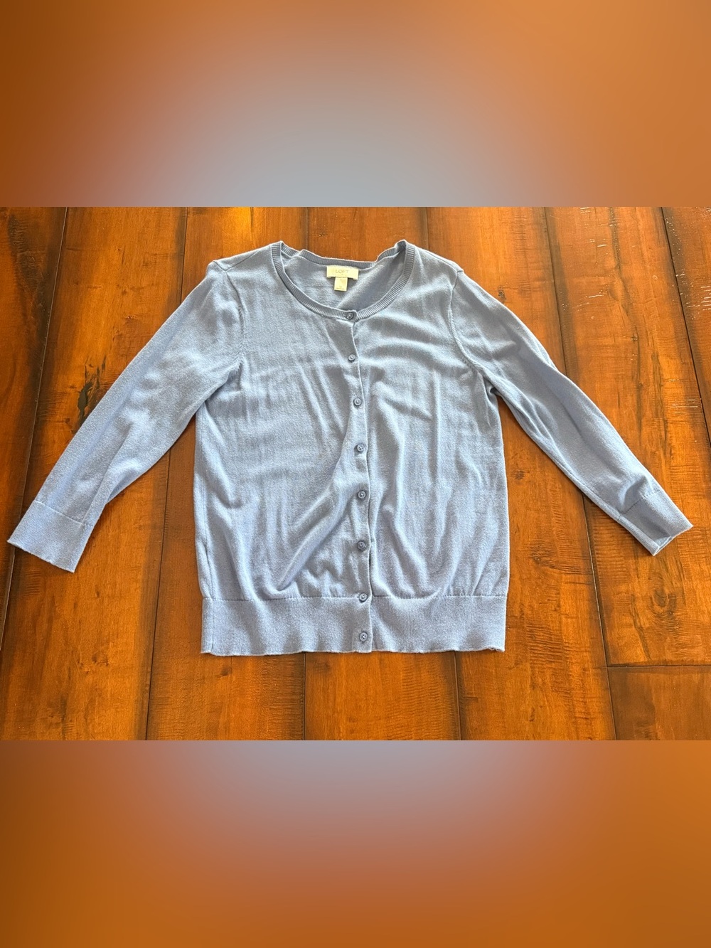 LOFT Blue Button-Up Lightweight Cotton Cardigan